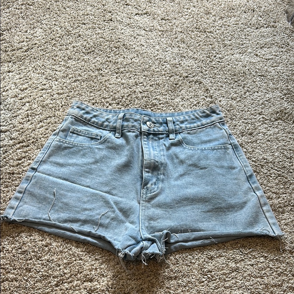 Light Blue High Waisted Denim Women's Shorts